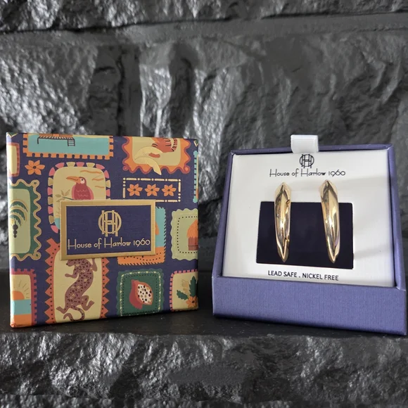 House of Harlow 1960 Gold Earrings - Picture 2 of 3